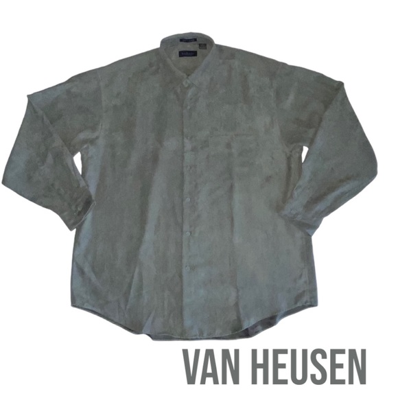Van Heusen Other - Van Heusen Soft Suede Green Button Down Shirt - Men’s Large 16-16.5